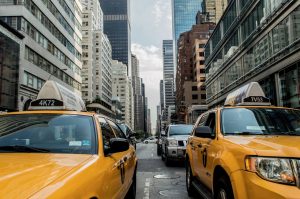 yellow cabs in New York City streets
